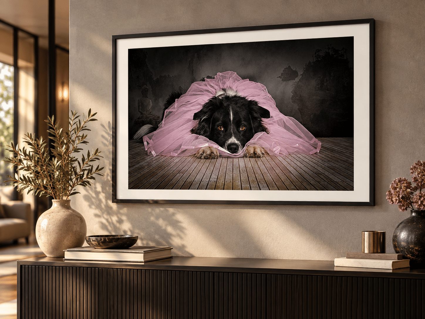 Gerahmter hochwertiger Fotodruck eines Hundeportraits